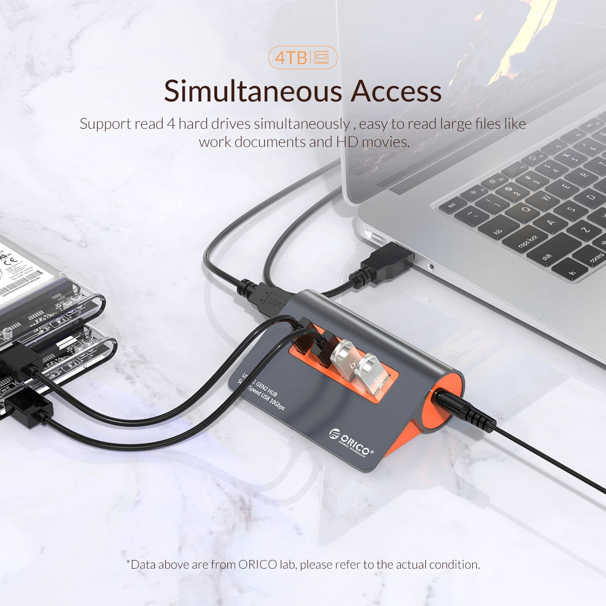 Aluminum USB Hub With 12V Power Adapter OTG Splitter