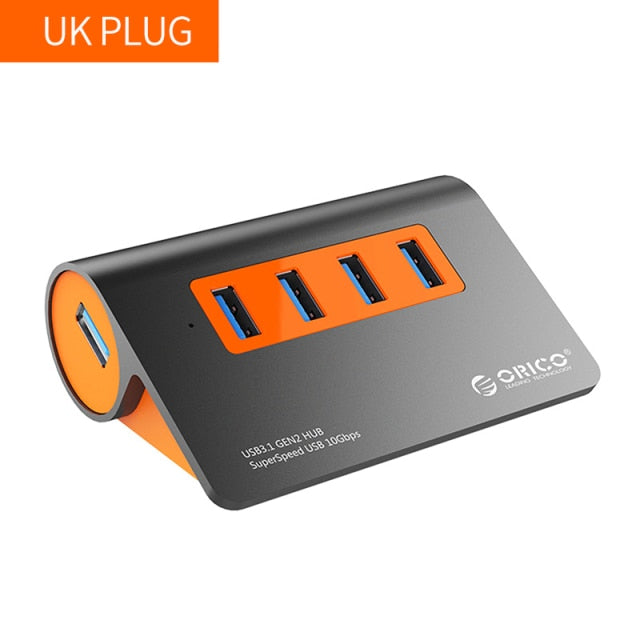 Aluminum USB Hub With 12V Power Adapter OTG Splitter