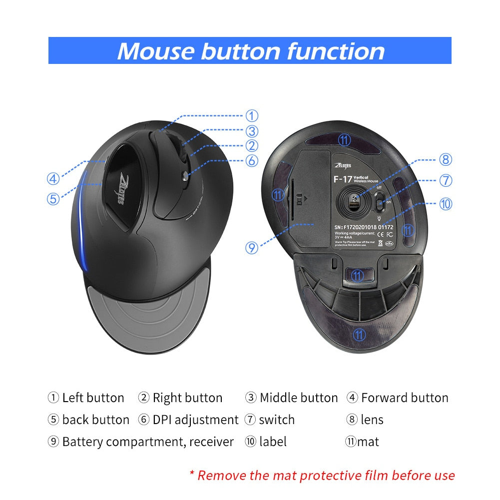 Right Hand USB Wireless Vertical Mouse